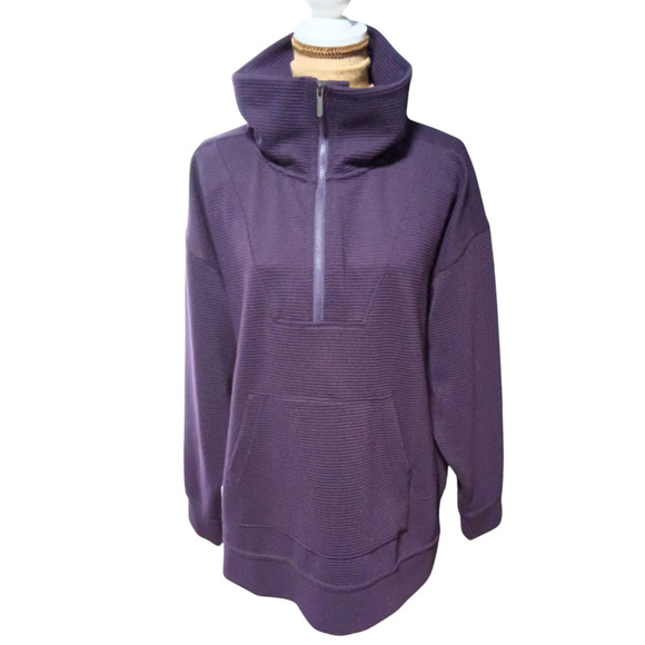 Zella Purple Ribbed 1/4 Zip Mock Neck Sweatshirt 5171092 XL - Picture 1 of 4